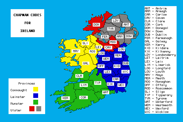 Map showing counties of Ireland