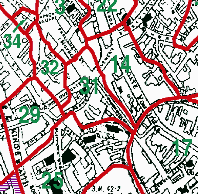 York All Saints Pavement boundaries map