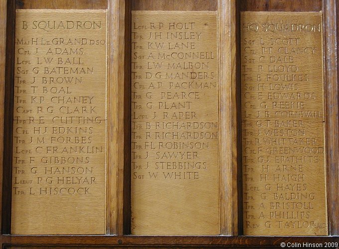 The World War II memorial screen for the 23rd Hussars in Priory Church, Bridlington.