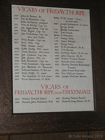The List of Vicars in St. Mary's Church.