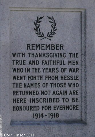 The World War I Memorial in All Saints churchyard, Hessle.