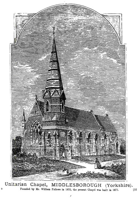 An old drawing of the Unitarian Church, Middlesbrough