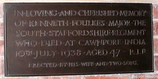 The Memorial Plaque to Kenneth Major in St. James's Church, Baldersby.