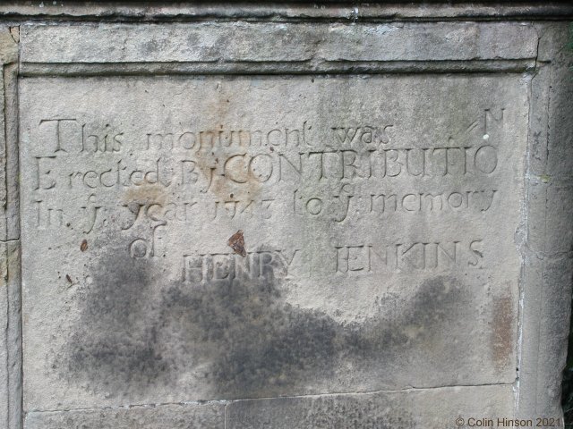 The Henry Jenkins Memorial in St. Mary's Churchyard, Bolton on Swale