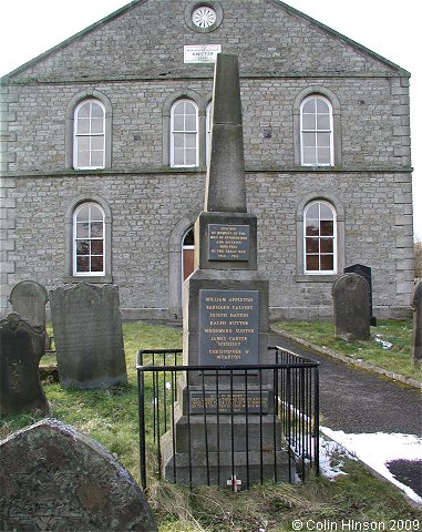 The World War I and II memorial in front of the Wesleyan Church, Gunnerside.