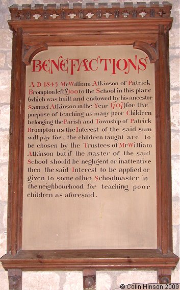 The Benefactions of William Atkinson in St. Patrick's Church, Patrick Brompton.