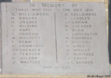 The World War I Memorial Plaque in St. Mary's Church, Scarborough.