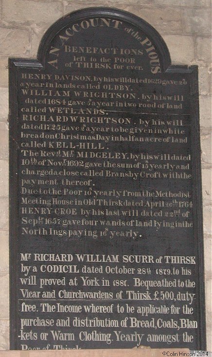 The first list of Benefactions in St. Mary's Church, Thirsk.