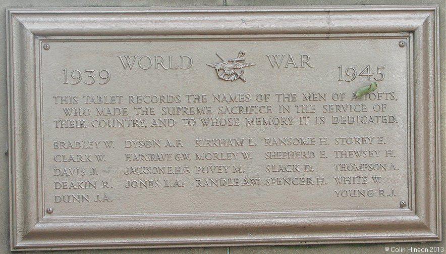 The World War I and II memorial at Altofts.