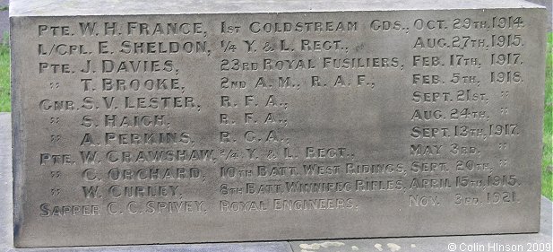 The War Memorial for WWI, WWII and the Korean War in St. Mary's Churchyard, Bolsterstone.