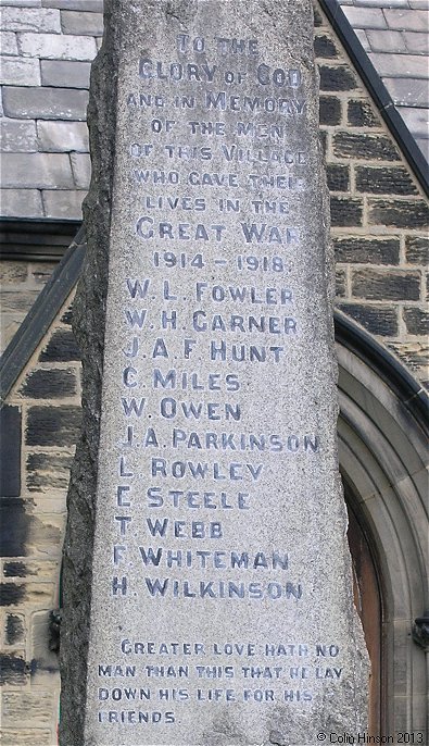 The World Wars I and II Memorial in St. Paul's Churchyard, Brierley.