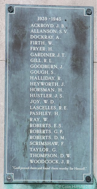 The World War I and II war memorial at Calverley