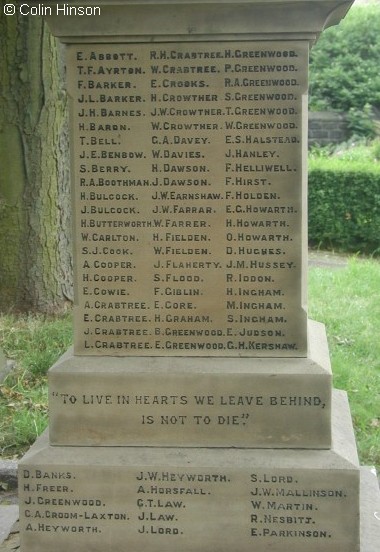 The War Memorial at Cornholme.