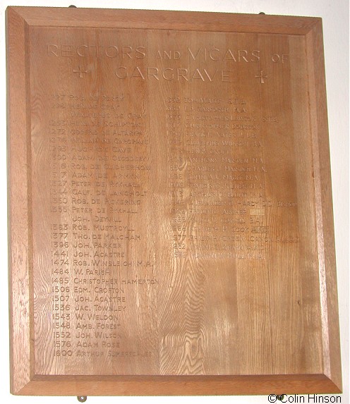 The list of Vicars at St Andrew's church, Gargrave