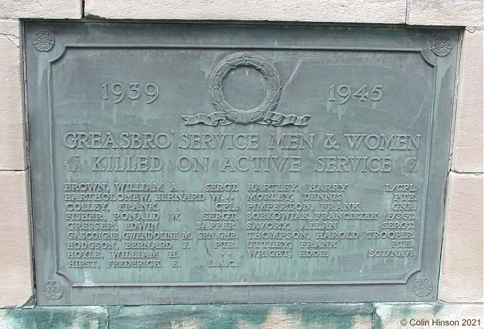 The War Memorial at Greasbrough.