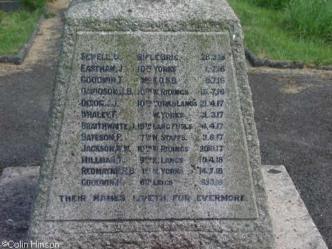 The War Memorial for the 1914-18 War in St. Oswald's Churchyard, Horton in Ribblesdale.