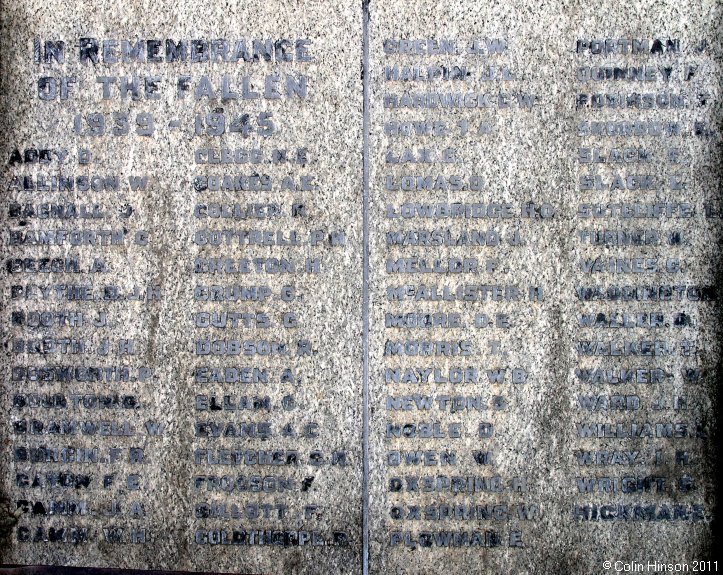 The World War I and II War Memorial at Hoyland.