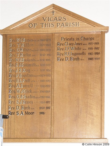 The List of Vicars in St. John's Church, Hoyland Swaine.