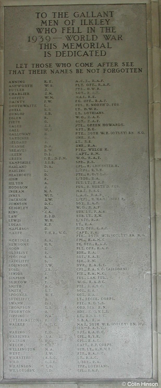 The 1939-45 War Memorial at Ilkley.