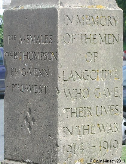 The World wars I and II memorial at Langcliffe