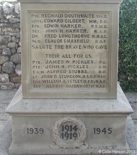 The World wars I and II memorial at Linton in Craven