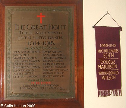 The World War I and II Memorial Plaques in St. John's Church, Low Bentham.