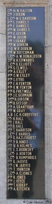 The War Memorial to the dead of Moorthorpe and South Elmsall in the two World Wars.