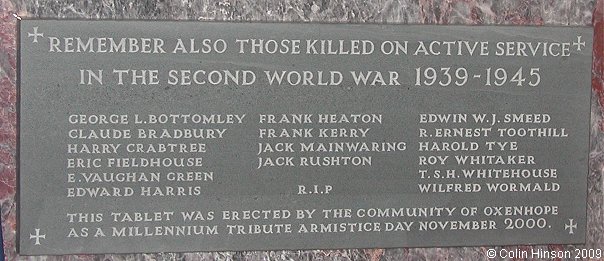 The World War I Memorial Plaque in St. Mary's Church, Oxenhope.