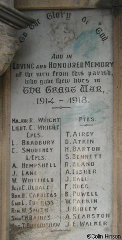 The War Memorial Plaques etc. in the Lych gate, St. James' Church, South Anston.