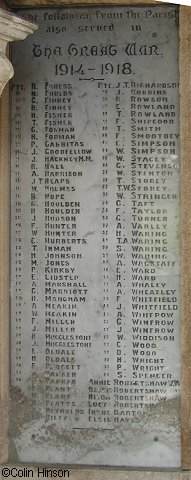 The War Memorial Plaques etc. in the Lych gate, St. James' Church, South Anston.