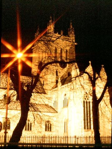 Selby Abbey floodlit, Selby