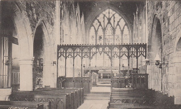 Postcard of St Peter's Church Interior, Norbury, c1907