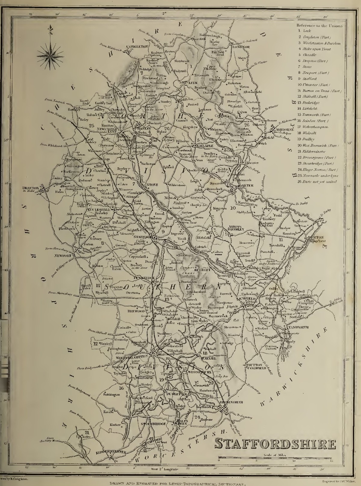 Staffordshire County Map in 1859