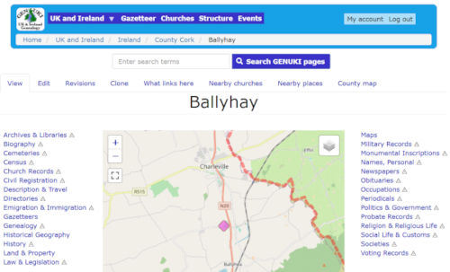 Ballyhey civil parish Place page