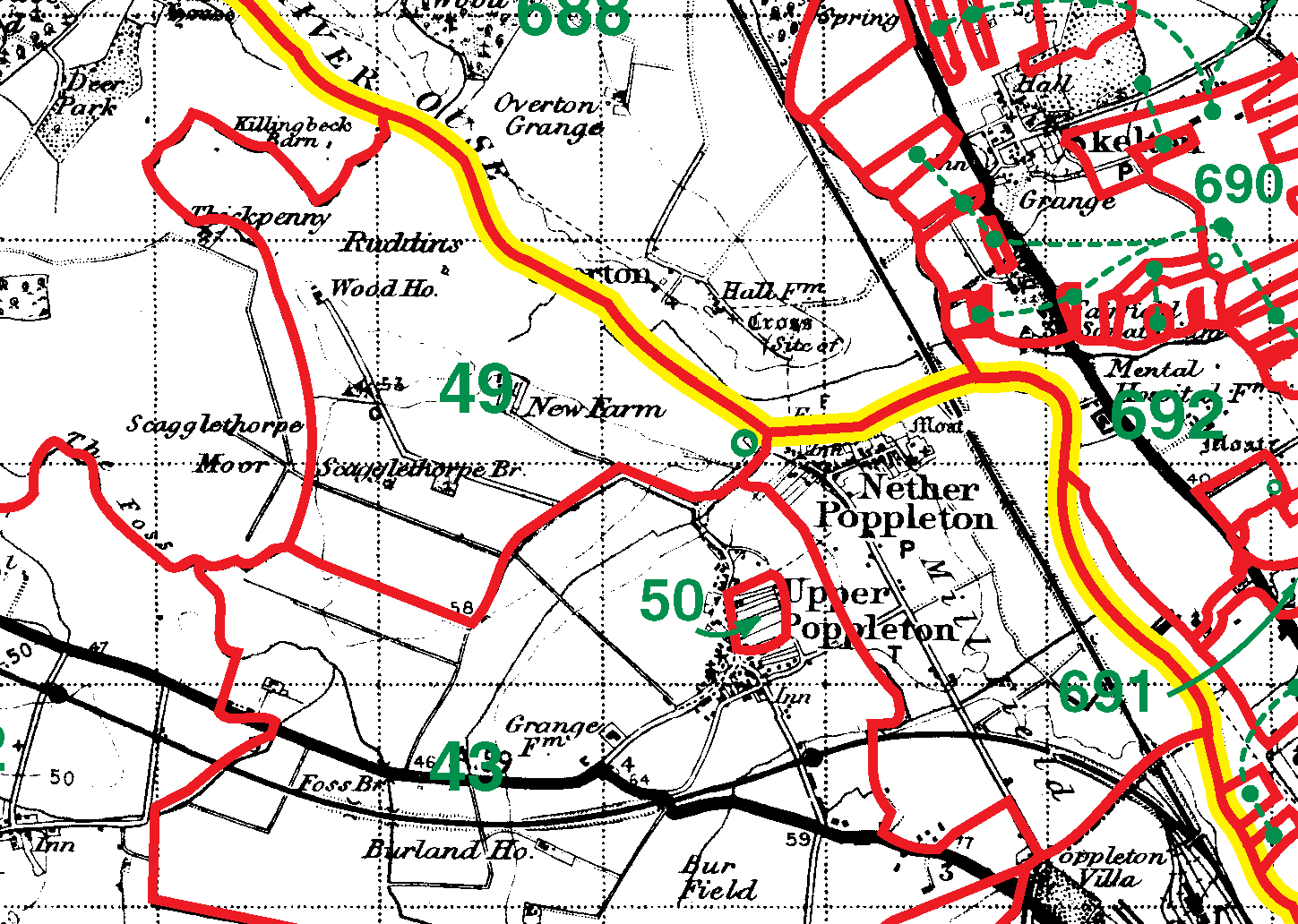 Nether Poppleton boundaries map
