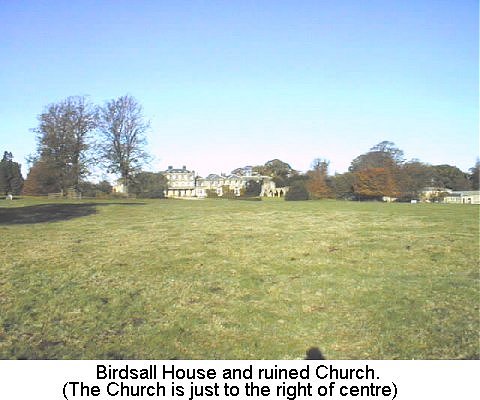 Birdsall House, old (ruined) Church and stables, Birdsall