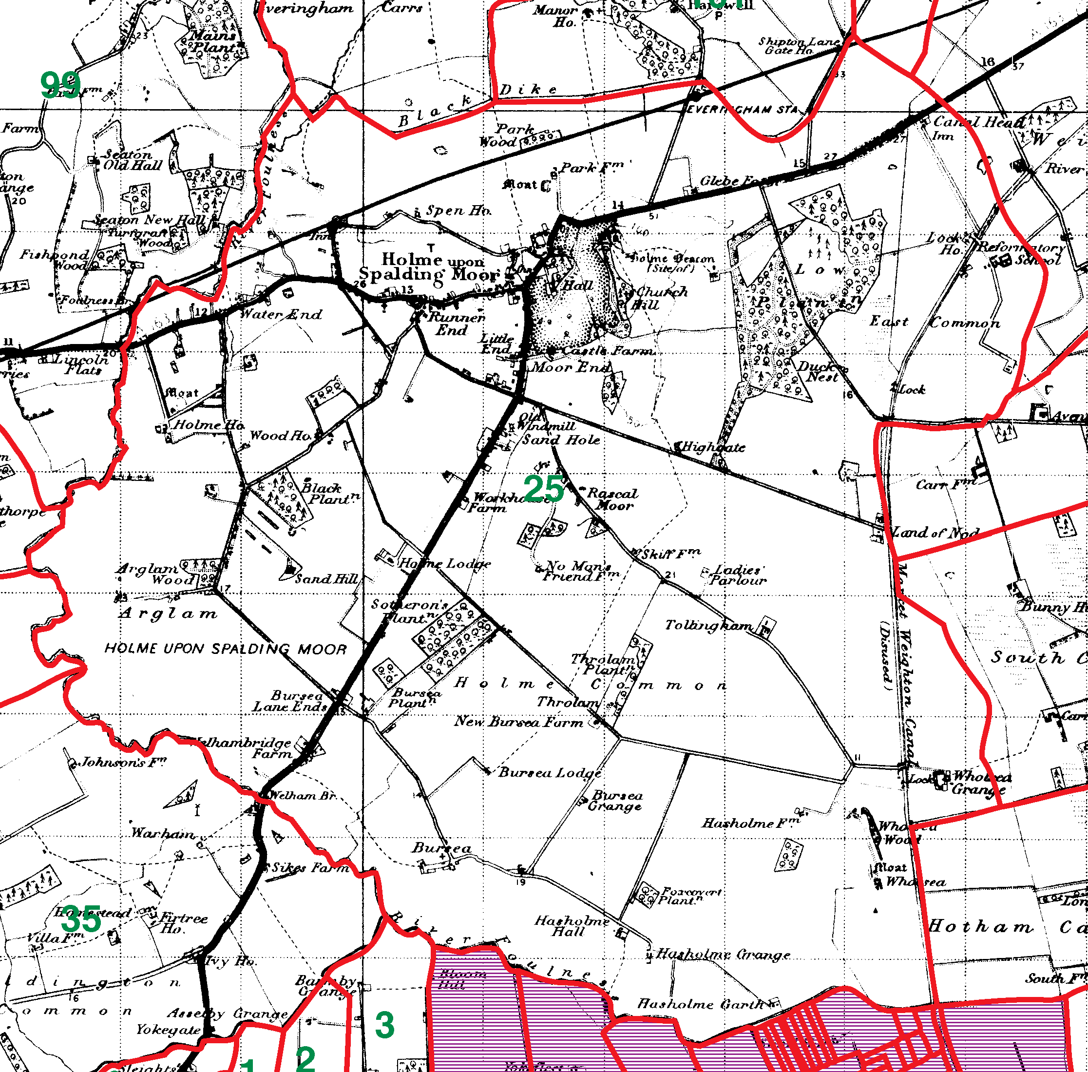 Holme On Spalding Moor boundaries map