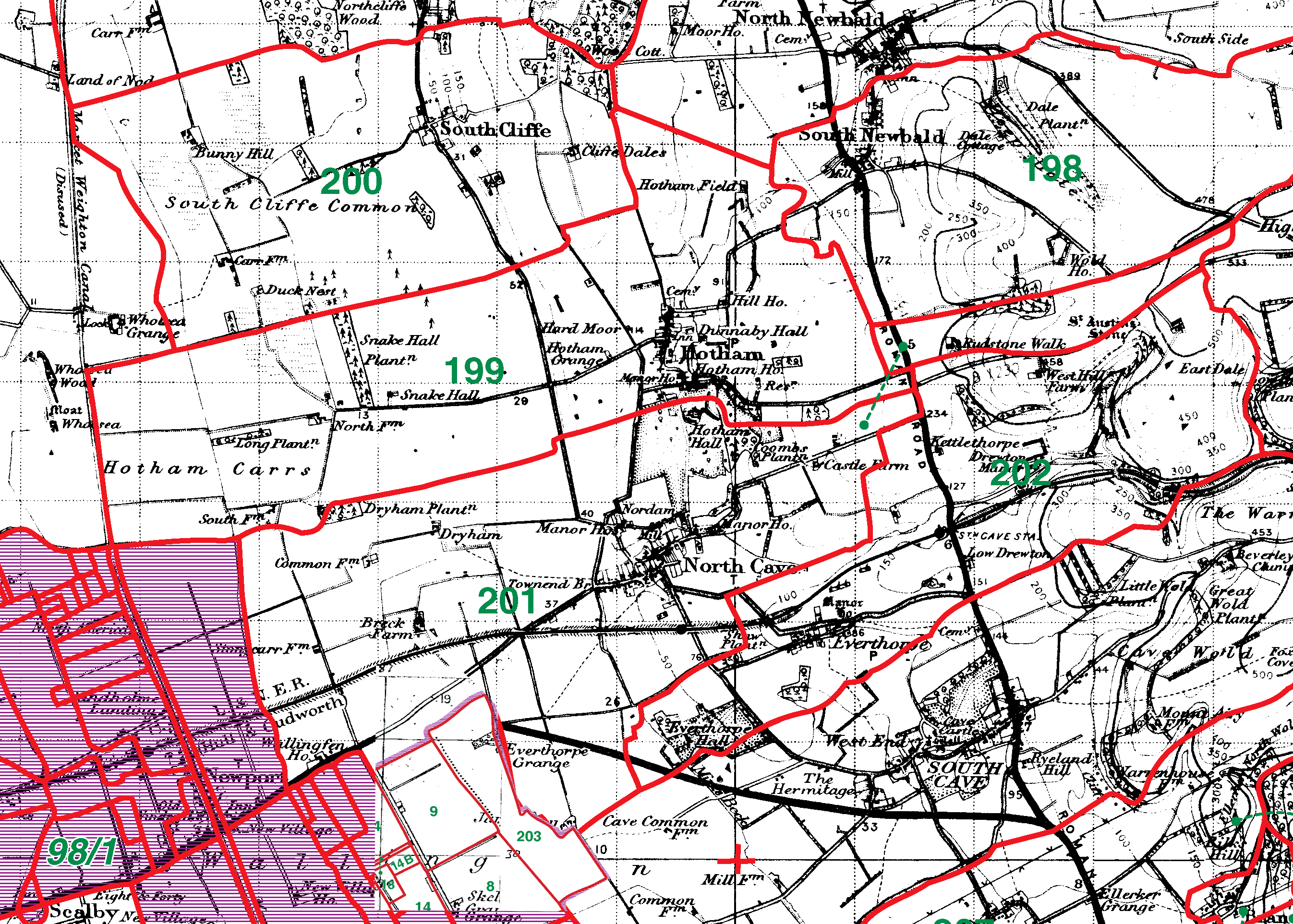 North Cave boundaries map