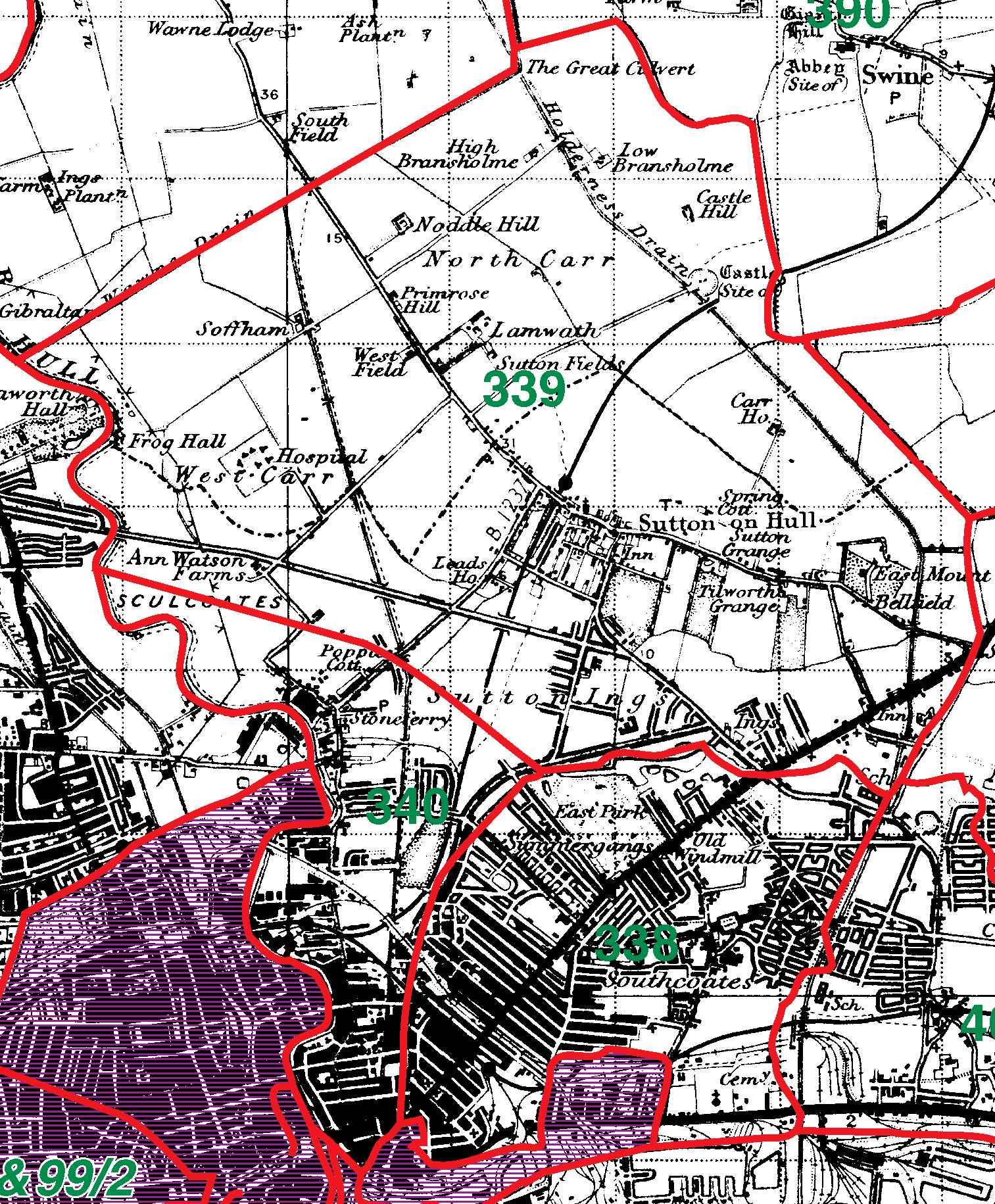 Sutton On Hull boundaries map