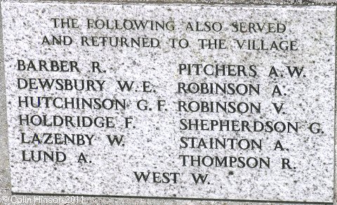 The War Memorial for WWI and WWII at Bielby.