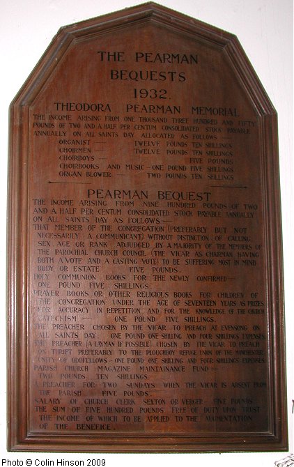 The list of Bequests in All Saint's Church, Bishop Burton.