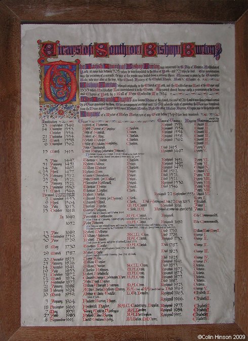 The List of Vicars in All Saints Church, Bishop Burton.