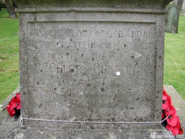 The War Memorial in St. Michael and All Angel's Churchyard, Cherry Burton