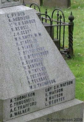 The War Memorial in Cottingham Churchyard.