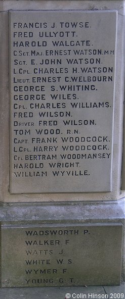 The 1914-18 and 1939-45 War Memorial in the Churchyard at Great Driffield.