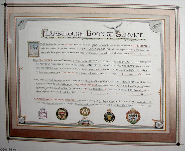 The Flamborough book of Service, 1939-1945 in St. Oswald's, Flamborough.