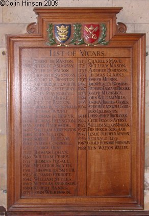 The List of Vicars in Holy Trinity Church, Hull.