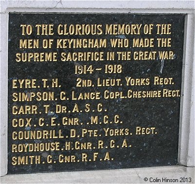 The World Wars I and II Memorial in front of the Methodist Church, Keyingham.