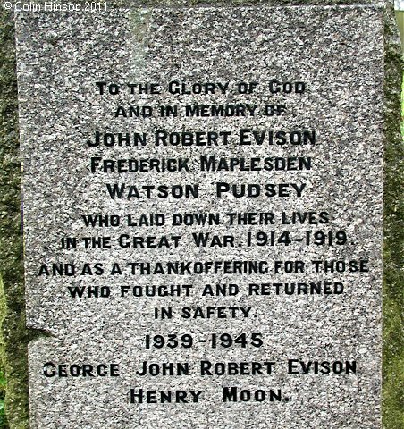 The World War I and II Memorial in St. Peter's Churchyard, Reighton.