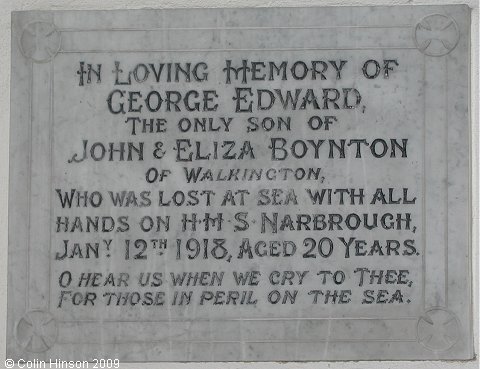 The Boynton memorial in All Hallows Church, Walkington.